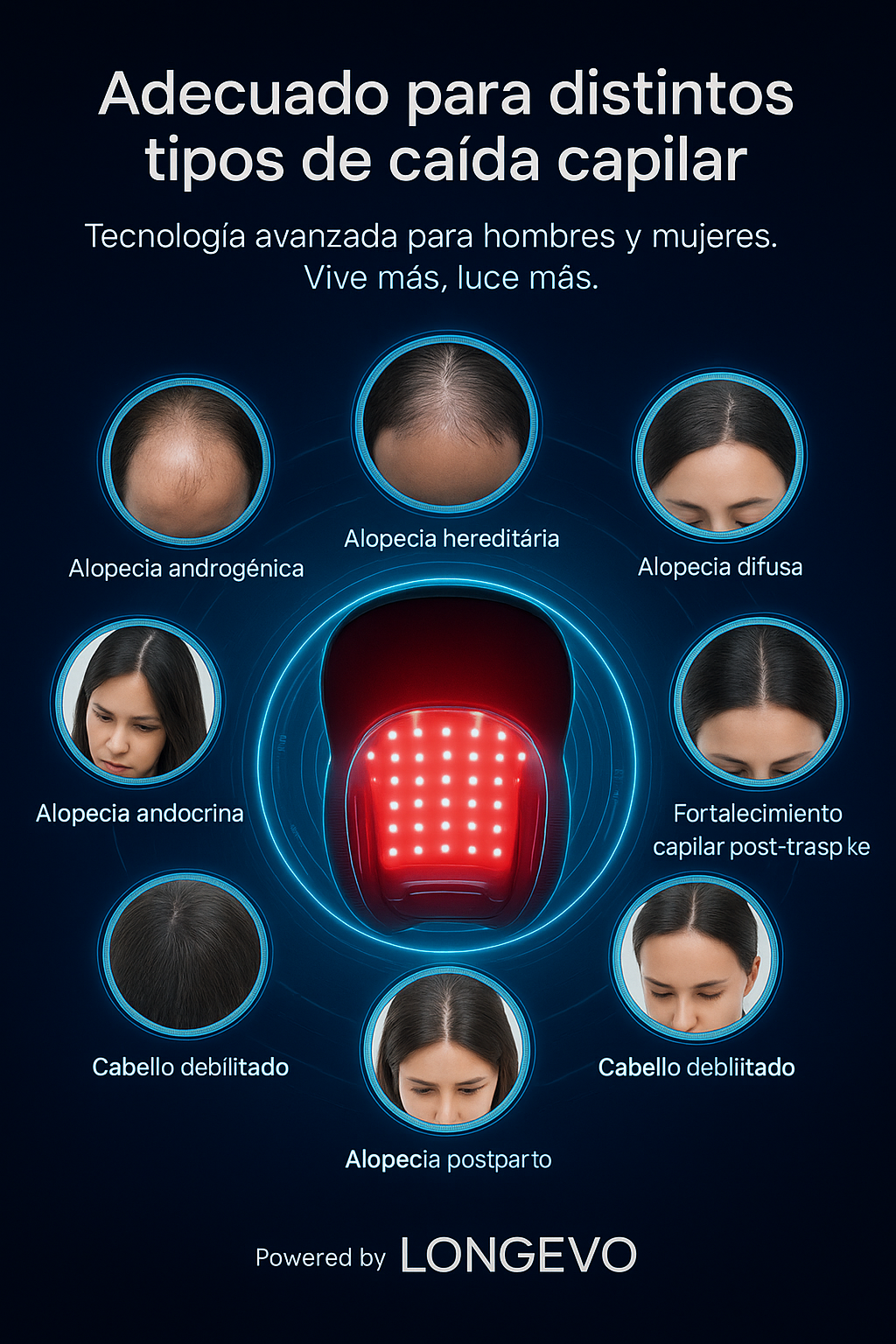 Gorra Láser Crecimiento Capilar Terapia Cabello Luz Roja