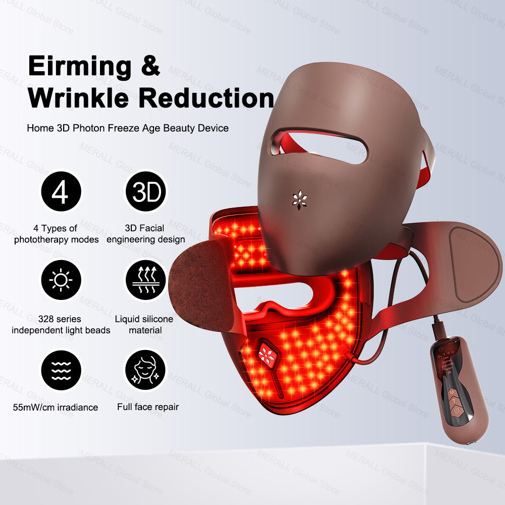 Máscara Led Roja Terapia Facial Rejuvenecimiento Piel Acne