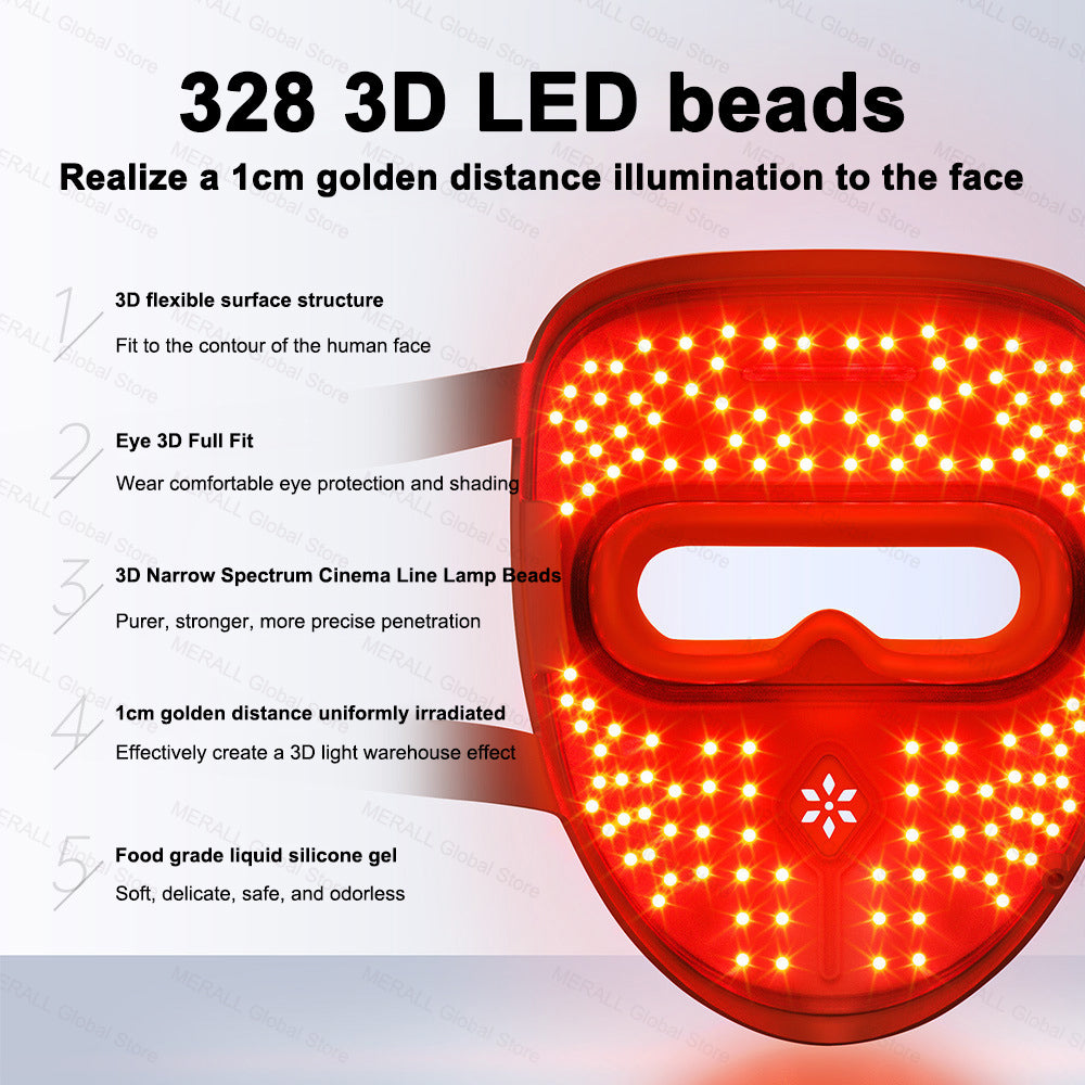 Máscara Led Roja Terapia Facial Rejuvenecimiento Piel Acne