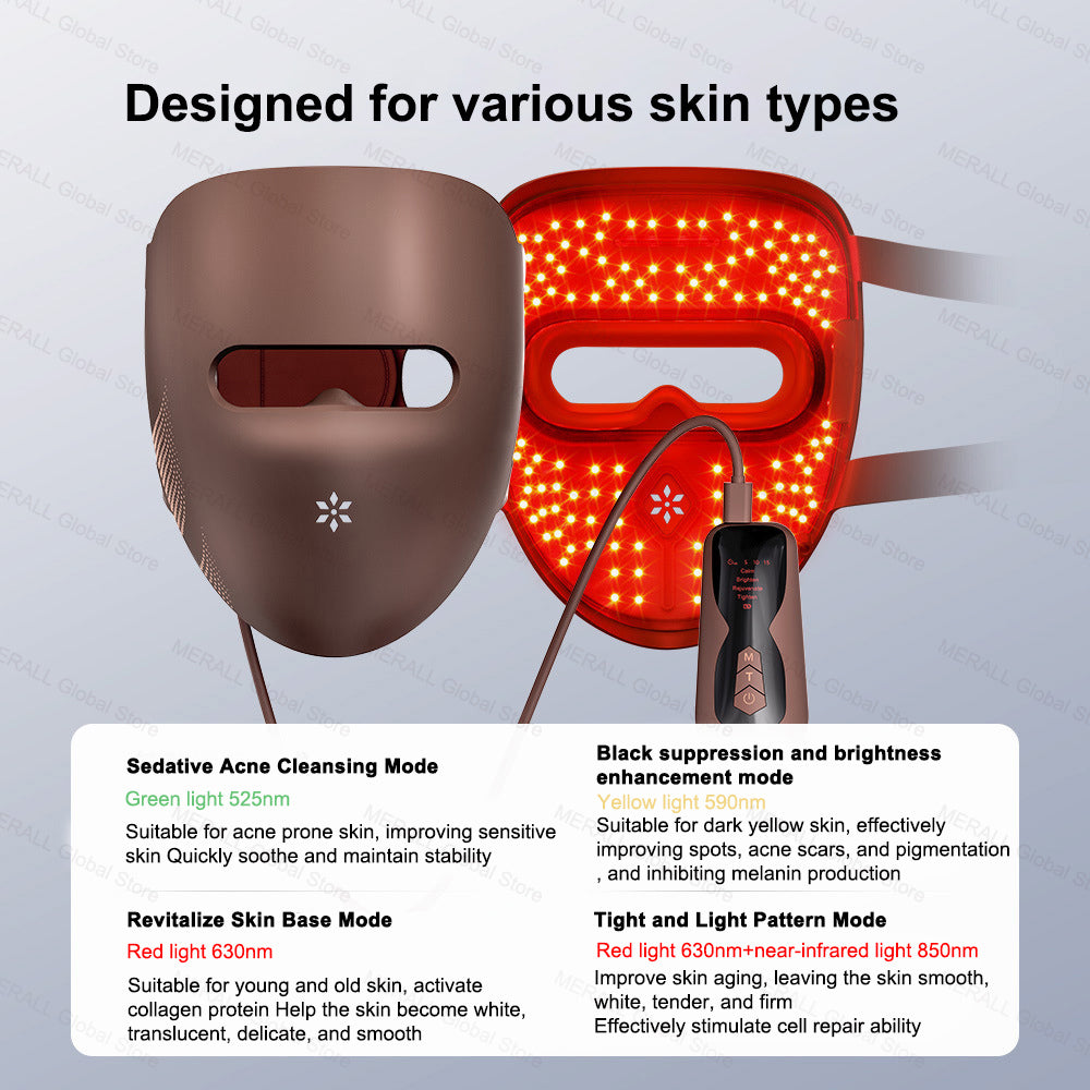 Máscara Led Roja Terapia Facial Rejuvenecimiento Piel Acne
